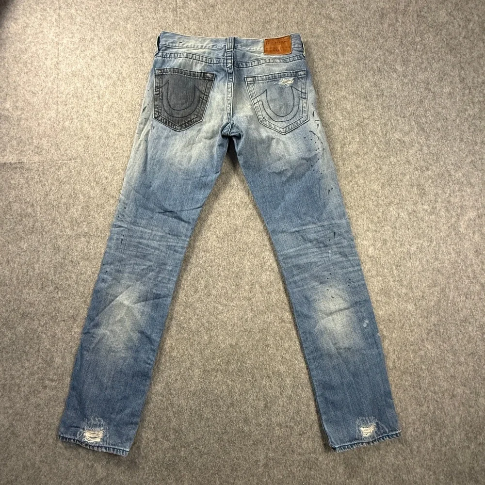 MEN TRUE RELIGION JEANS SIZE 31x33 GENO RELAXED SLIM GRAPHIC PATCHWORK